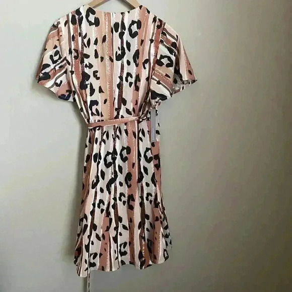Anthropologie Blaise Wrap Mini‎ Dress Brown Motif - Picture 7 of 10